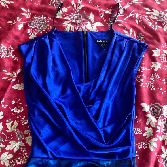 *NWT* Cobalt Draped-Front Floral-Print Sleeveless Dress - Made in Canada - XXS - Picture 10 of 16